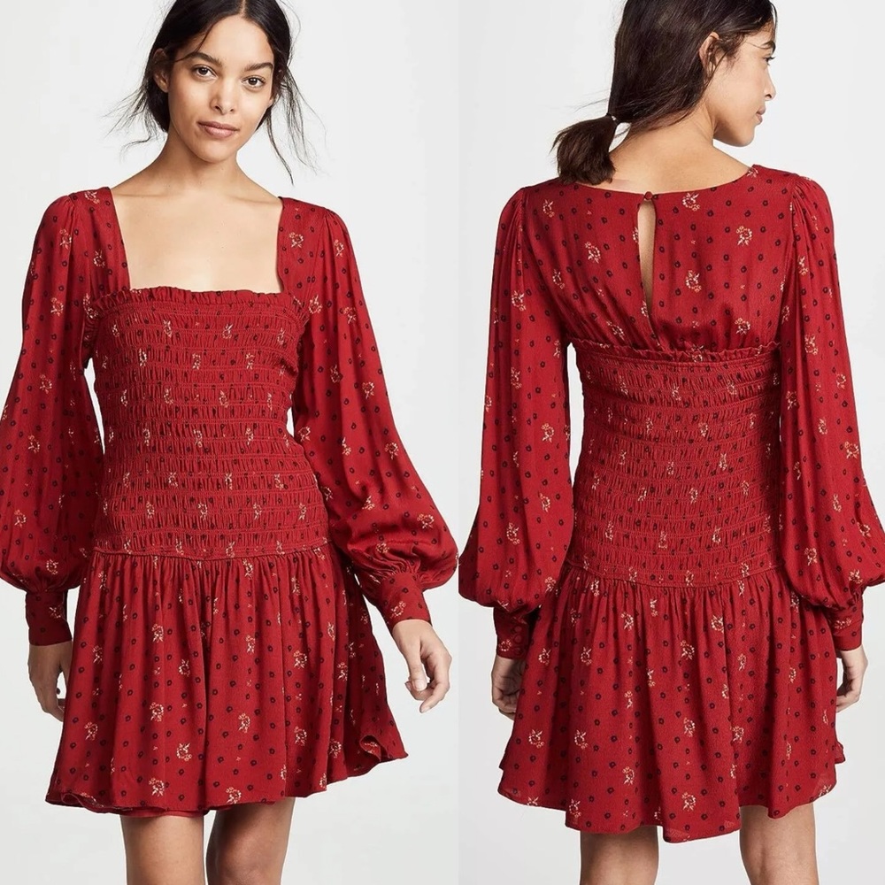 Free People Two Faces Smocked Mini Dress